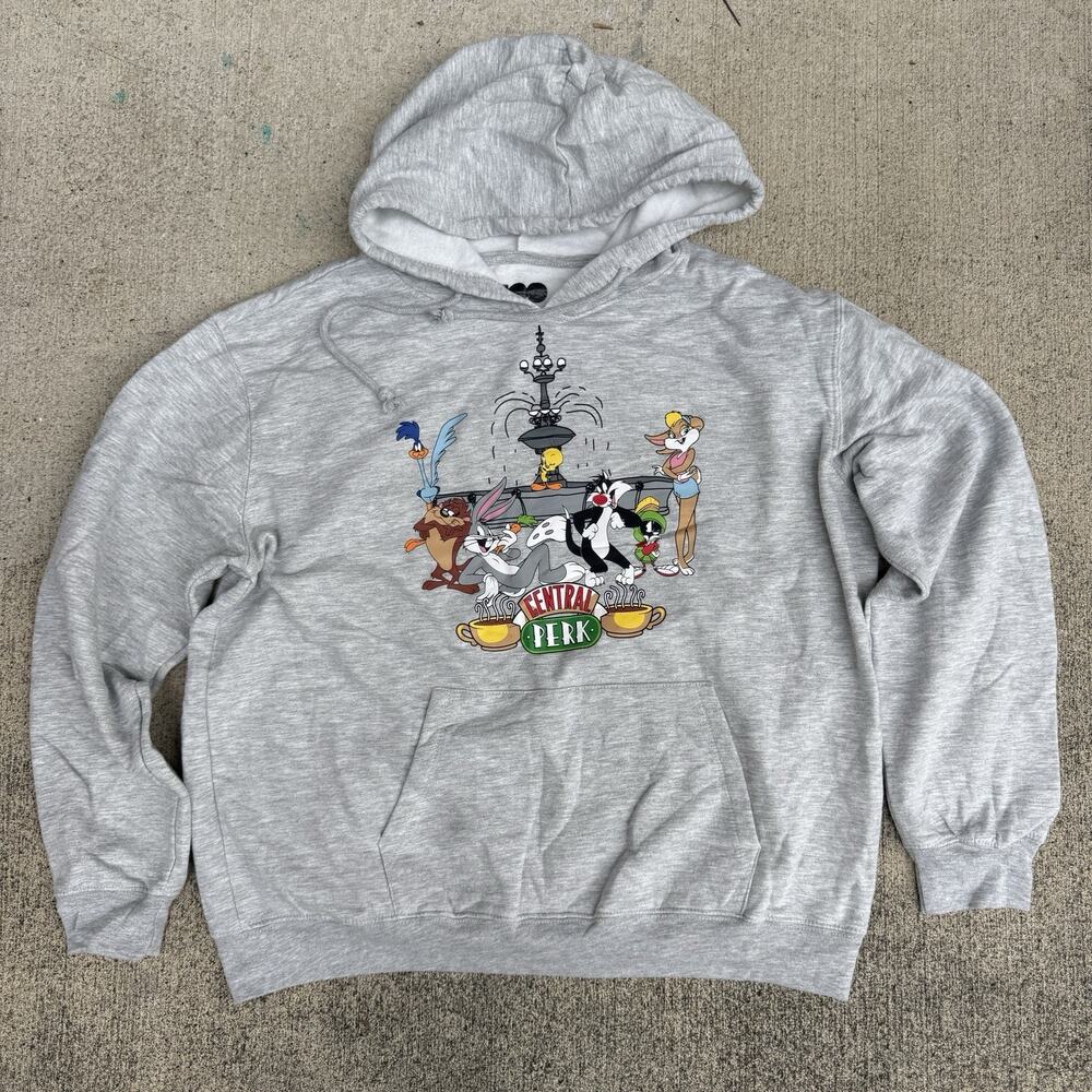 Looney Tunes x Friends Hoodie Womens XXL Gray Central Park Warner Bros 100